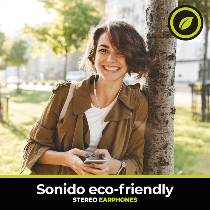 Muvit Auriculares E56 Blanco, Estéreo Ergonómicos con Micrófono y Conector Jack 3.5mm, Plástico Reciclado Certificado, Packaging Sostenible FSC 1 Muvit Auriculares E56 Blanco, Estéreo Ergonómicos con Micrófono y Conector Jack 3.5mm, Plástico Reciclado Certificado, Packaging Sostenible FSC 1