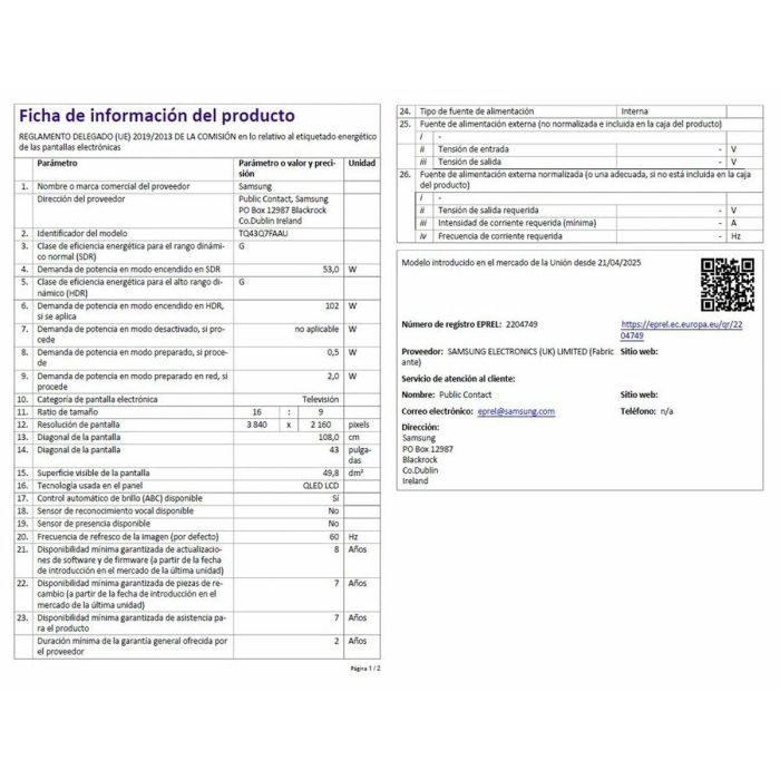 Smart TV Samsung TQ43Q7F QLED 43" 4K Ultra HD 2