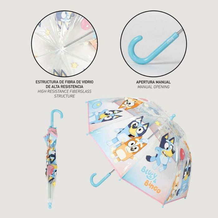 Cerdá Paraguas Manual Poe Burbuja con Diseño Bluey de 45 cm en Azul, Ideal para Niños a partir de 3 Años 2 Cerdá Paraguas Manual Poe Burbuja con Diseño Bluey de 45 cm en Azul, Ideal para Niños a partir de 3 Años 2