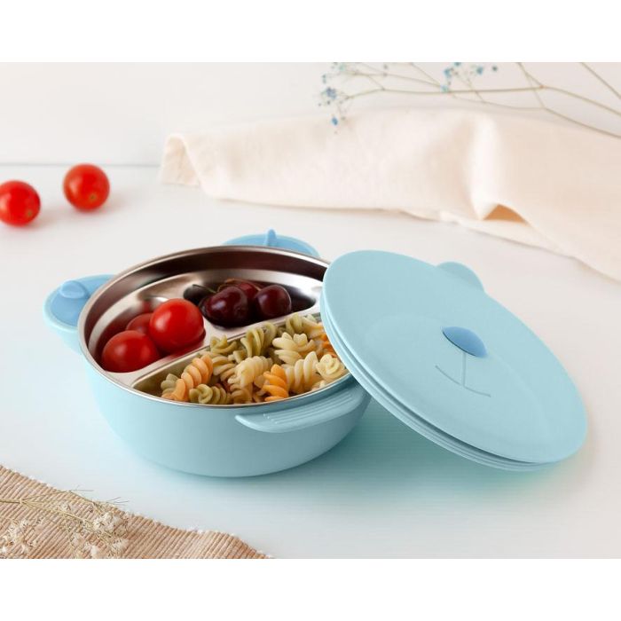 KioKids Cuenco Térmico Alimentos Bebés Acero Inoxidable, Diseño Oso, Depósito Agua Caliente, Antivuelco y Antiderrame, 450ml Azul KioKids Cuenco Térmico Alimentos Bebés Acero Inoxidable, Diseño Oso, Depósito Agua Caliente, Antivuelco y Antiderrame, 450ml Azul