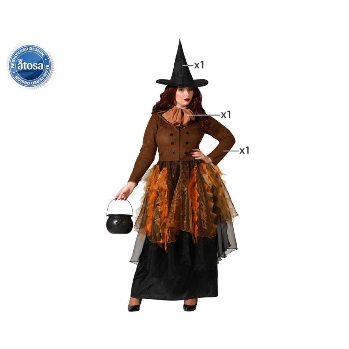 Disfraz Bruja Marrón Vestido Con Sombrero Mujer Adulto XXL Disfraz Bruja Marrón Vestido Con Sombrero Mujer Adulto XXL