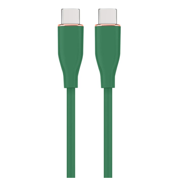 Gembird CC-USB2S-CMCM-1.5M-G Cable USB 2.0 Tipo-C a Tipo-C, Carga Rápida 60W PD, 1.5m, Silicona Verde
