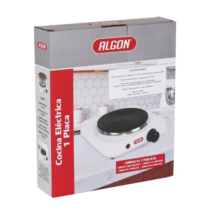 Cocina Eléctrica Algon 1 Placa 1000W (4 Unidades) 2 Cocina Eléctrica Algon 1 Placa 1000W (4 Unidades) 2