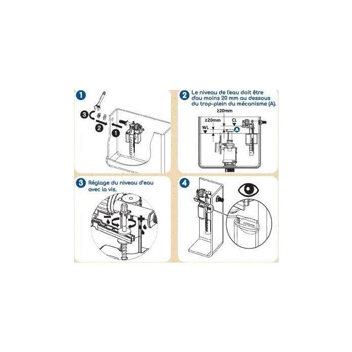 ROUSSEAU ROU3047404232009 Válvula de flotador lateral para cisterna WC vista - Con Certificación NF 2