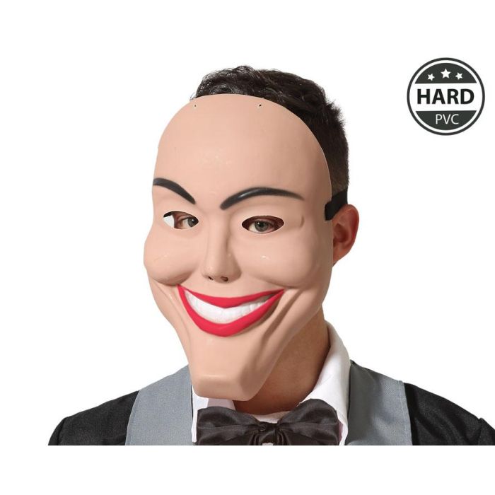 Máscara Hombre Sonrisa Macabra PVC Duro para Halloween - Disfraz Psicópata/Personaje Miedo 27x17 cm