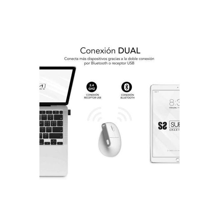 SUBBLIM NATURE VERTICAL ERGO DUAL MOUSE BATTERY WHITE 1