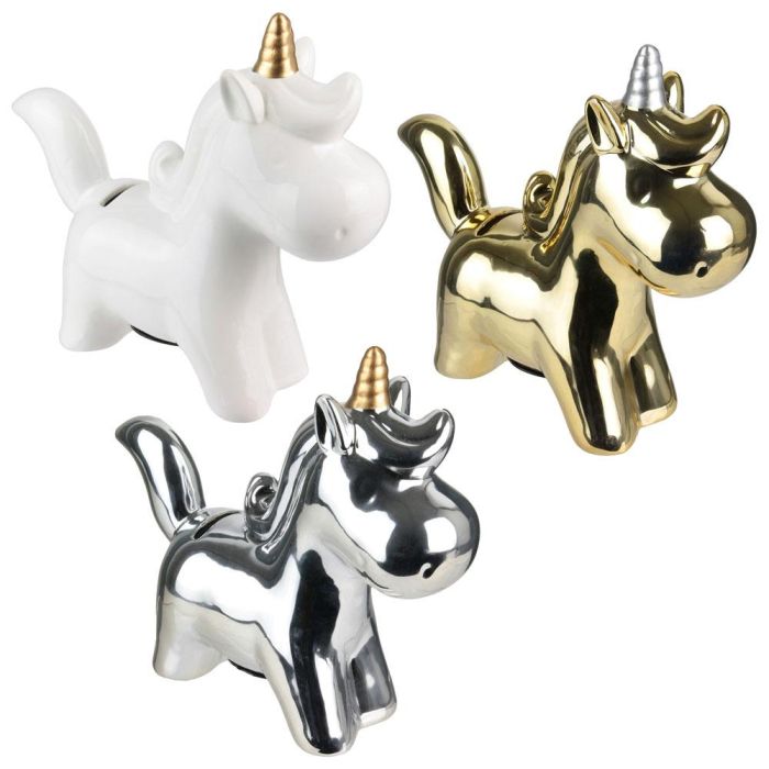 Home Deco Factory Hucha Unicornio Colección Licorne Colores Surtidos 21,5x6,5 cm Hucha Original Regalo Decoración 2