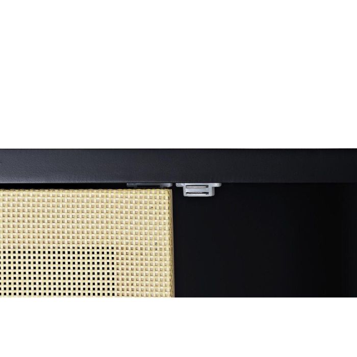 DKD Home Decor Armario de Ratan y Madera de Abeto Balines Negro Natural, con 2 Puertas, 1 Cajón y 1 Estante, 80x38x160 cm 3