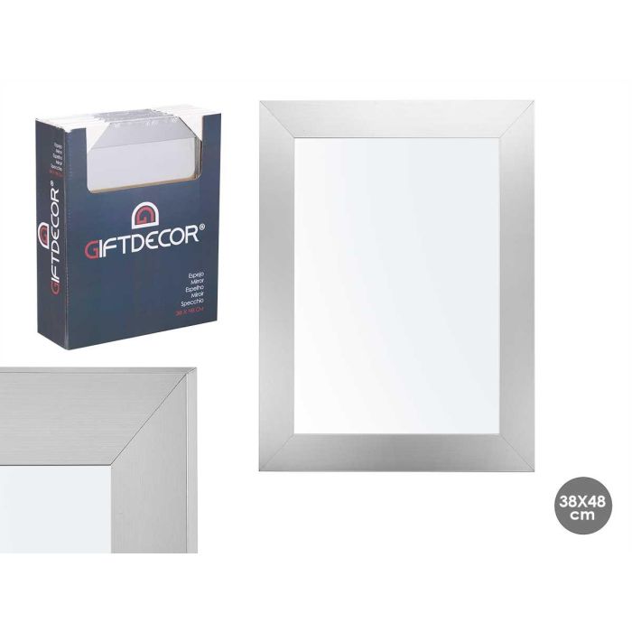 Giftdecor Espejo con marco plata 38x48 cm, madera MDF y vidrio (6 Unidades) 0 Giftdecor Espejo con marco plata 38x48 cm, madera MDF y vidrio (6 Unidades) 0