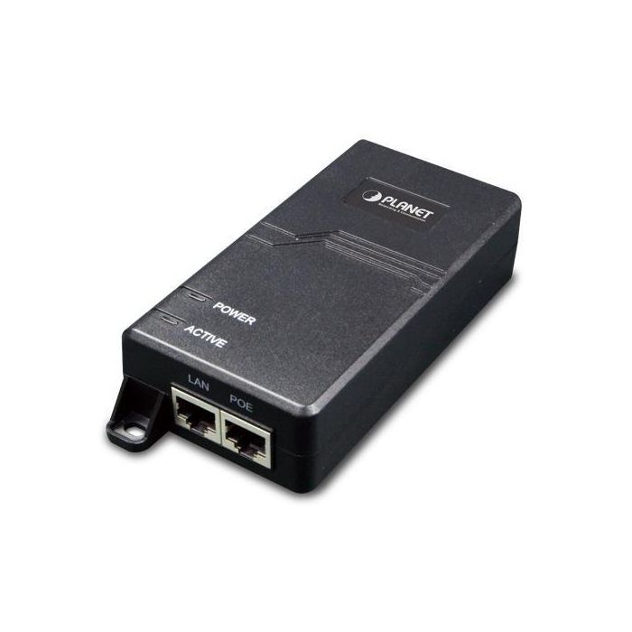 Planet POE-163 Inyector PoE+ Gigabit Ethernet 30W 802.3at/af de un Puerto RJ-45 Negro para Cámaras IP, APs y Teléfonos VoIP