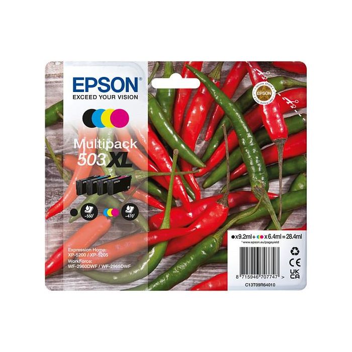 EPSON Cartucho 4 colores Multipack 503XL WF-2960dwf,WF-2965dwf, XP-5205 Pimiento EPSON Cartucho 4 colores Multipack 503XL WF-2960dwf,WF-2965dwf, XP-5205 Pimiento