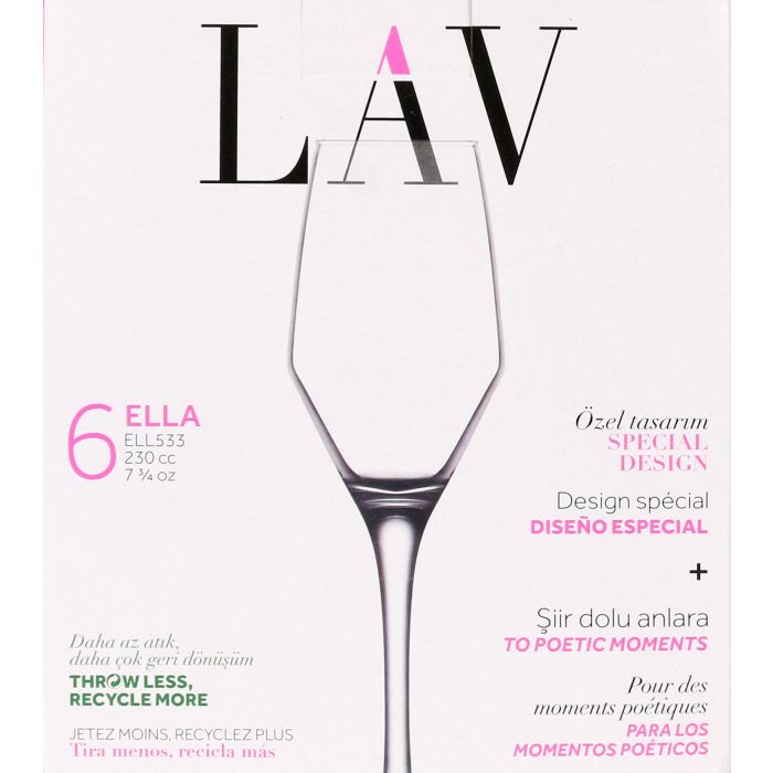 Lav Set 6 Copas Champagne 230 cc Colección Ella Ø5x7x23cm (4 Cajas)