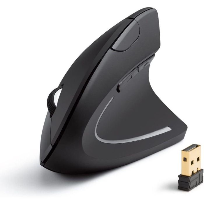 Anker Ratón Ergonómico Vertical Inalámbrico 2.4G con Nano USB y Botones Adelante/Atrás (No incluye pilas AAA)