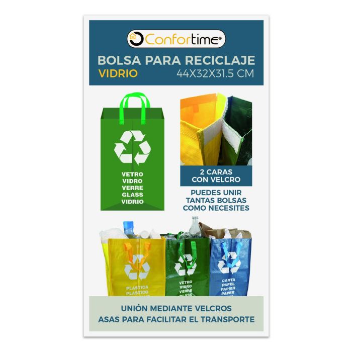 Confortime Bolsa Rafia Reciclaje Vidrio 44 x 32 x 0.5 cm (24 Unidades)