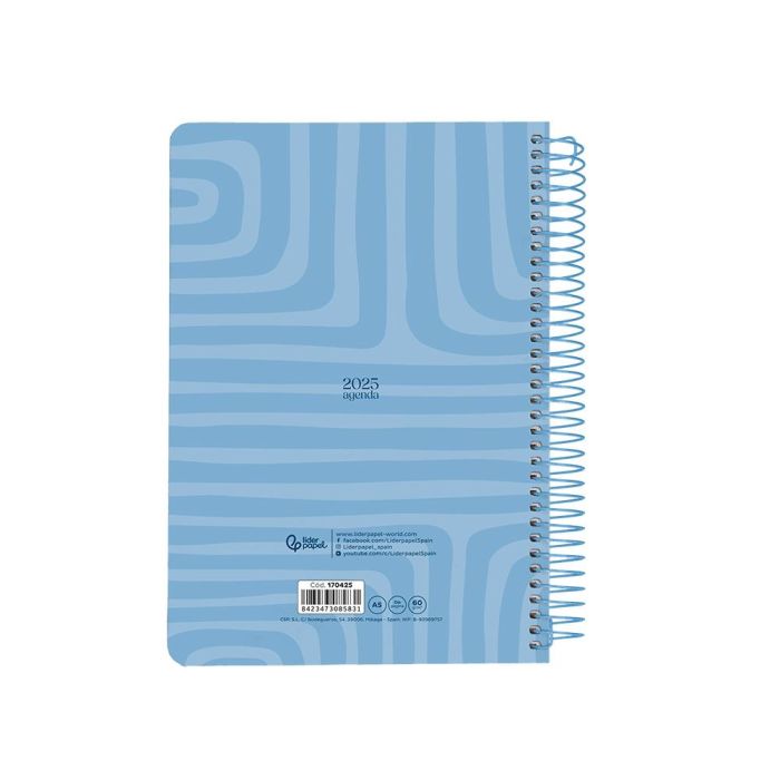 Agenda Espiral Liderpapel Syros A5 2025 Dia Pagina Color Azul Papel 60 gr Catalan 2