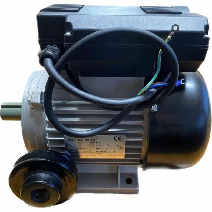 Domac Motor Eléctrico 3CV 230V 2750 rpm con Polea 68mm, Eje 19mm para Correa Trapezoidal 13mm y Disyuntor Térmico 6 Domac Motor Eléctrico 3CV 230V 2750 rpm con Polea 68mm, Eje 19mm para Correa Trapezoidal 13mm y Disyuntor Térmico 6