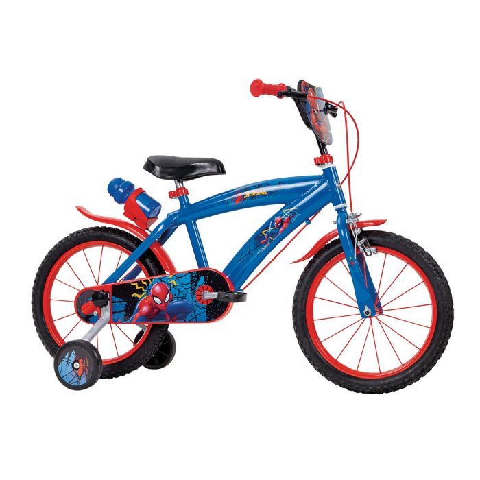 Huffy Bicicleta Infantil Spiderman 16 Pulgadas para Niños, Edad Recomendada 5 a 8 Años, Cuadro de Hierro, Color Azul
