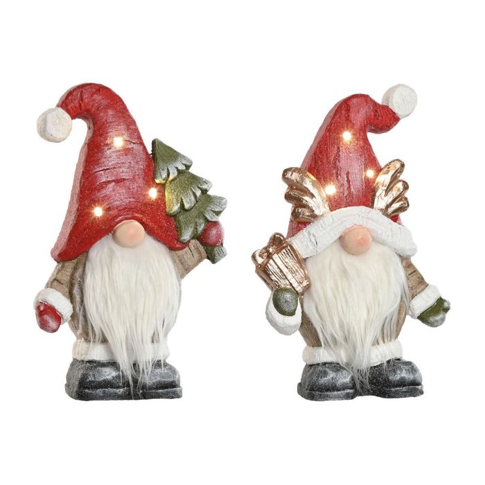 Figura Navidad Tradicional DKD Home Decor Rojo Blanco 11.5 x 38 x 25 cm (2 Unidades)