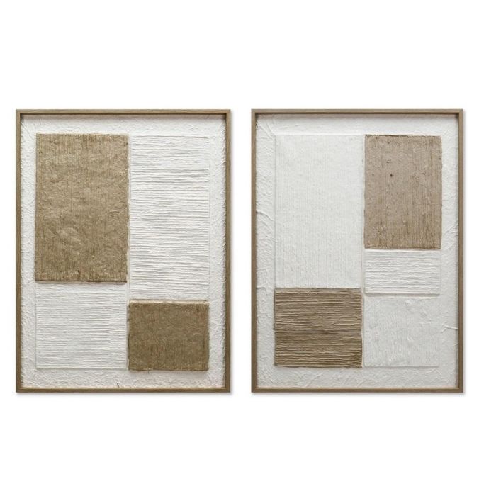 Cuadro Scandi DKD Home Decor Blanco Natural 3 x 80 x 60 cm (2 Unidades)