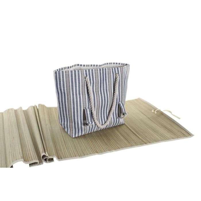 DKD Home Decor Bolso Atlantico de Poliester y Seagrass, Set de 2 Unidades en Rojo y Azul con Diseño Esterilla 16x36x50 cm 2