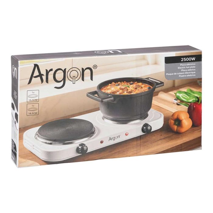 Hornillo Electrico Doble Blanco 2500W Argon 48X7CM (4 Unidades) 1