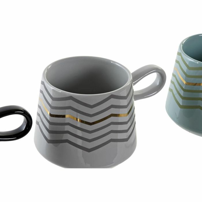 Taza Mug DKD Home Decor Negro Gris Azul Rosa Gres Moderno (400 ml) (4 Unidades) 1 Taza Mug DKD Home Decor Negro Gris Azul Rosa Gres Moderno (400 ml) (4 Unidades) 1