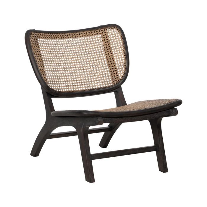 Sillón Negro Ratán/Madera Salón 84 X 58 X 74 cm
