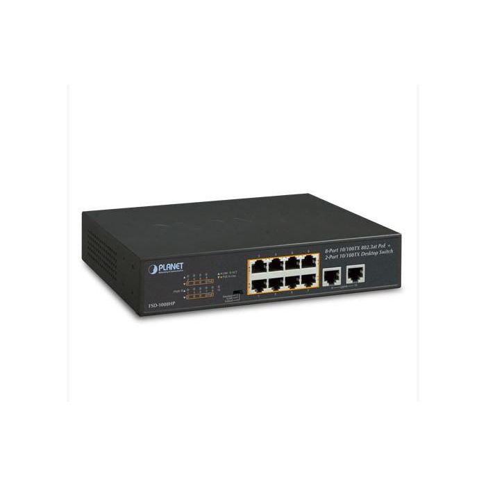 Planet FSD-1008HP Switch PoE+ 8 Puertos 10/100TX 802.3at 120W + 2 Uplink. Modo Extendido 250m para Vigilancia IP, sin ventilador. 3 Planet FSD-1008HP Switch PoE+ 8 Puertos 10/100TX 802.3at 120W + 2 Uplink. Modo Extendido 250m para Vigilancia IP, sin ventilador. 3