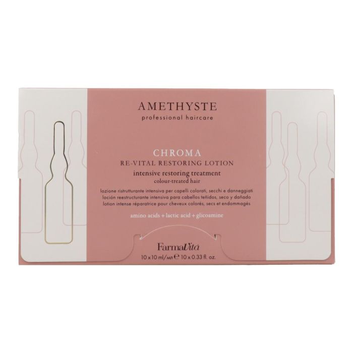 Farmavita Amethyste Chroma Re-Vital Rest Ampollas 10x10 ml Tratamiento Profesional Cabello Teñido Dañado Repara Vitaliza Protege Color