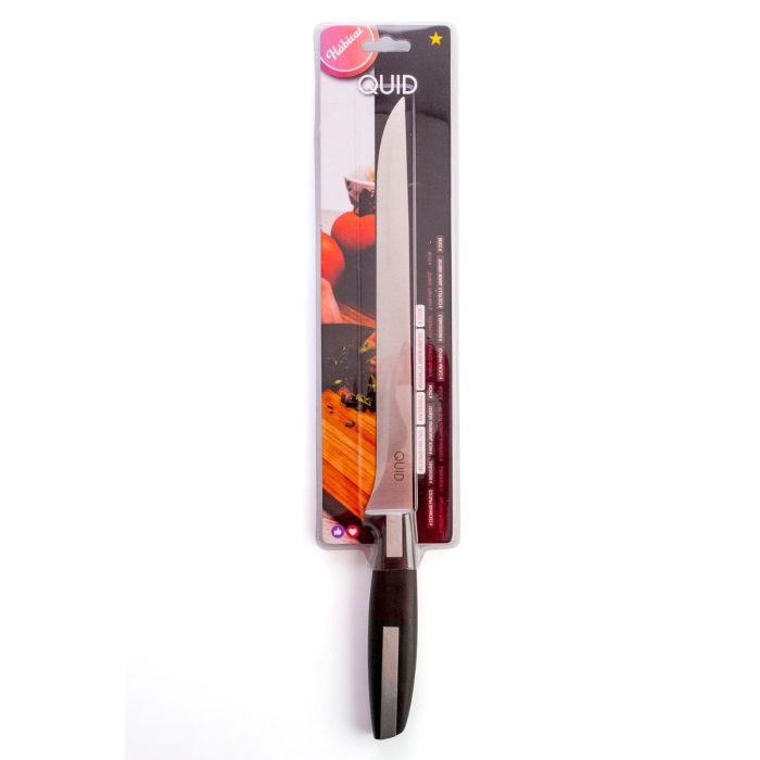 Quid Cuchillo Jamón Habitat Acero Inoxidable 25 cm - Set 12 Unidades con Mango Baquelita Soft Touch Negro, Apto Lavavajillas 4 Quid Cuchillo Jamón Habitat Acero Inoxidable 25 cm - Set 12 Unidades con Mango Baquelita Soft Touch Negro, Apto Lavavajillas 4
