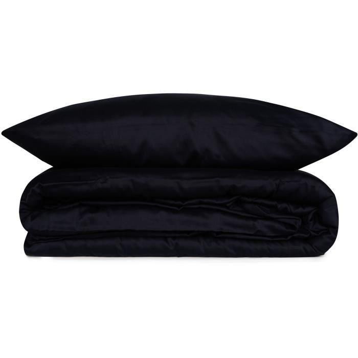 Juego de cama - 1 funda nórdica 220x240 cm + 2 fundas de almohada 60x60 cm - 100% algodón satén - Azul 2 Juego de cama - 1 funda nórdica 220x240 cm + 2 fundas de almohada 60x60 cm - 100% algodón satén - Azul 2