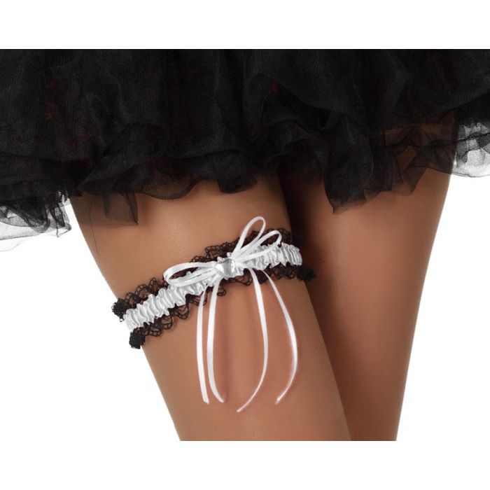 Accesorio Liga Blanco Y Negro Carnaval Mujer Adulto