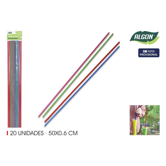 Algon Set de 20 Pajitas de Cartón en Colores, 500x6, 50 cm de Largo (24 Unidades) Algon Set de 20 Pajitas de Cartón en Colores, 500x6, 50 cm de Largo (24 Unidades)