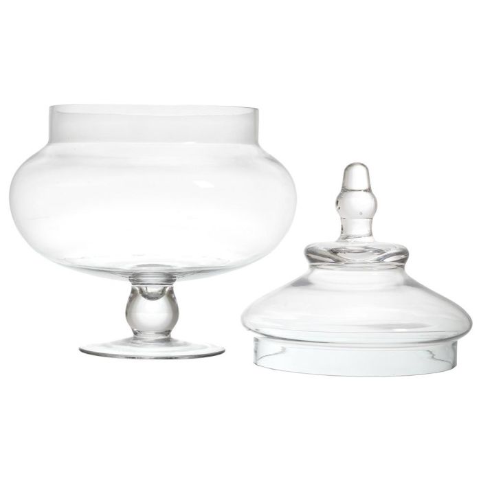 Home Deco Factory Bombonera de Vidrio con Pie, Diámetro 20 cm 2