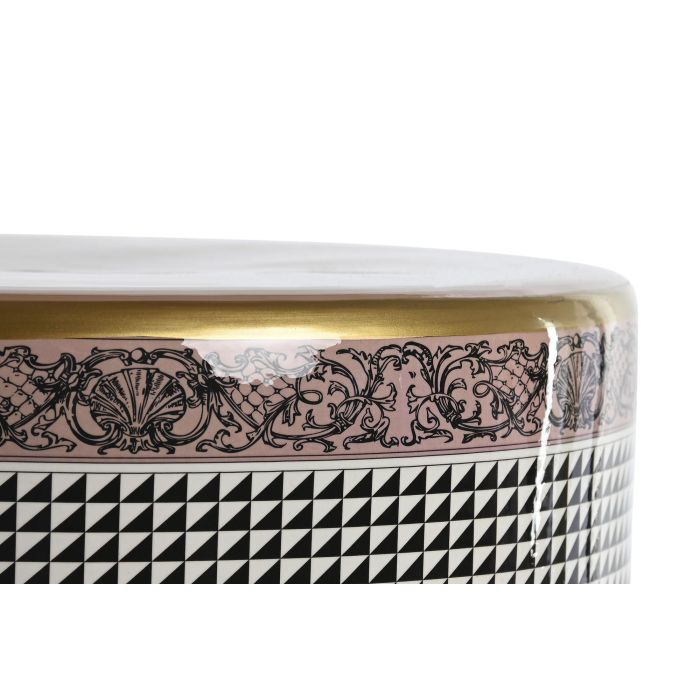 DKD Home Decor Mesita Auxiliar Jing door Multicolor Blanco Porcelana 33 x 42.5 x 33 cm 2