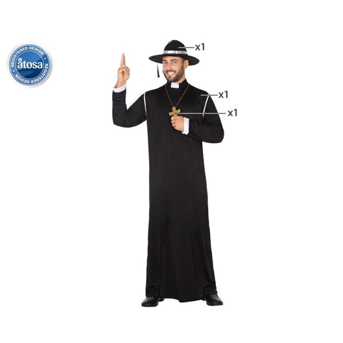 Disfraz Cura Hombre Adulto Sotana Negra M-L Disfraz Cura Hombre Adulto Sotana Negra M-L