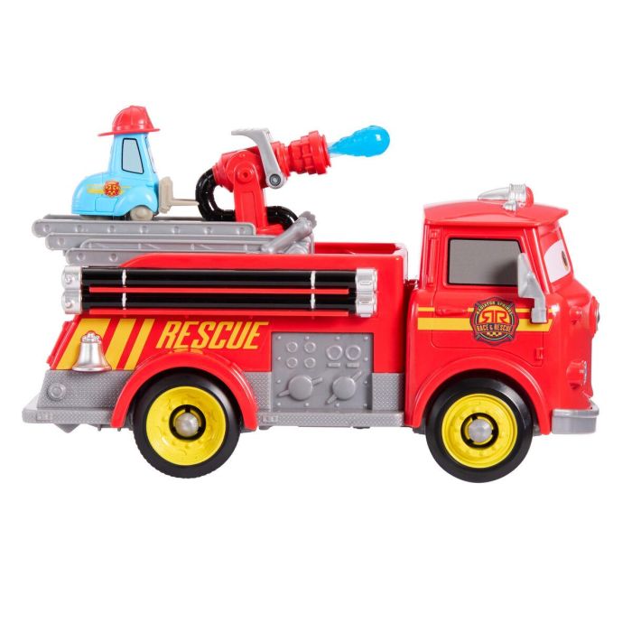 Mattel Jfl54 Cars Disney Pixar, Camión de Bomberos Rojo con Guido - Vehículo de juguete de rescate a toda máquina en Radiador Springs 12