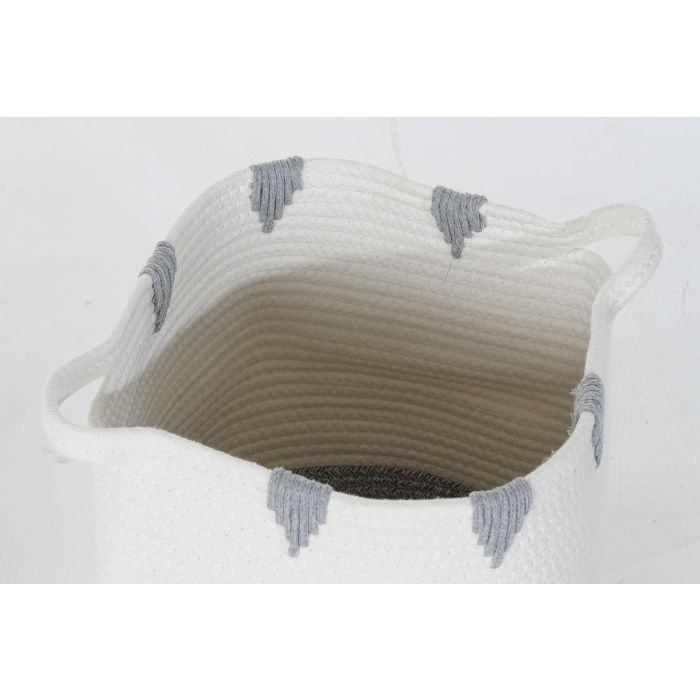 DKD Home Decor Cesta Boho Algodon Blanco Mostaza Negro Gris 34 x 40 x 34 cm (3 Unidades) 3
