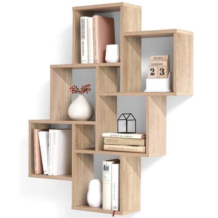 Estante de pared LAURIO 2 - Decoración en roble - L81,2 x H94,3 x D15,7 cm - Hecho en Alemania Estante de pared LAURIO 2 - Decoración en roble - L81,2 x H94,3 x D15,7 cm - Hecho en Alemania
