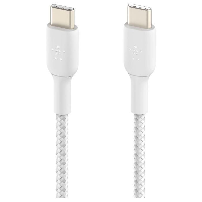 Belkin CAB004BT1MWH2PK Cable USB-C a USB-C 2.0 Trenzado 1m Blanco Doble Pack 2