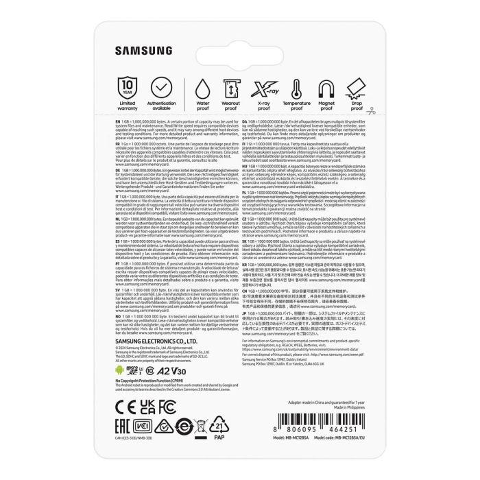 Samsung Tarjeta de Memoria EVO Plus 2023 128GB microSDXC Clase 10 A2 V30 con Adaptador 160MB/s MB-MC128SA/EU 8