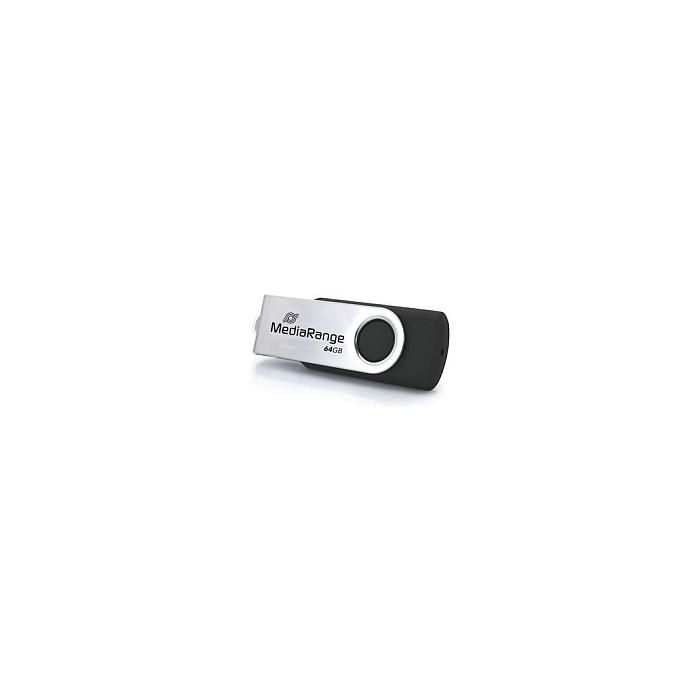 MediaRange MR1953 USB-C 64GB USB 3.2 Gen1 80 MB/s Girar Negro Plata 1