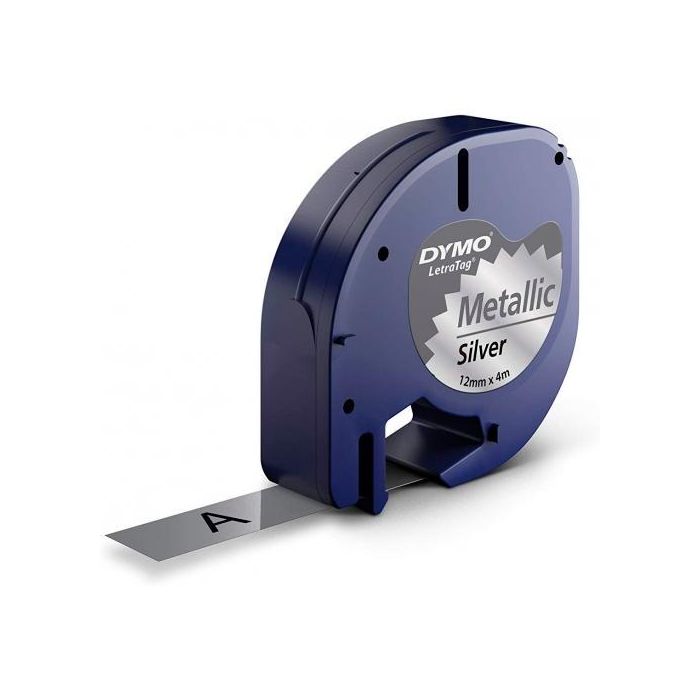 Dymo Cinta 91208, Negro - Plata Metalizada De 12 mmx4M, De Plástico. Rotuladora Letratag Dymo Cinta 91208, Negro - Plata Metalizada De 12 mmx4M, De Plástico. Rotuladora Letratag