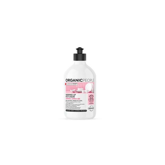 ORGANIC PEOPLE Lavavajillas Líquido Citrus Mix Eco 500ml - Certificado ICEA, Biodegradable, Para Platos, Fruta y Verduras