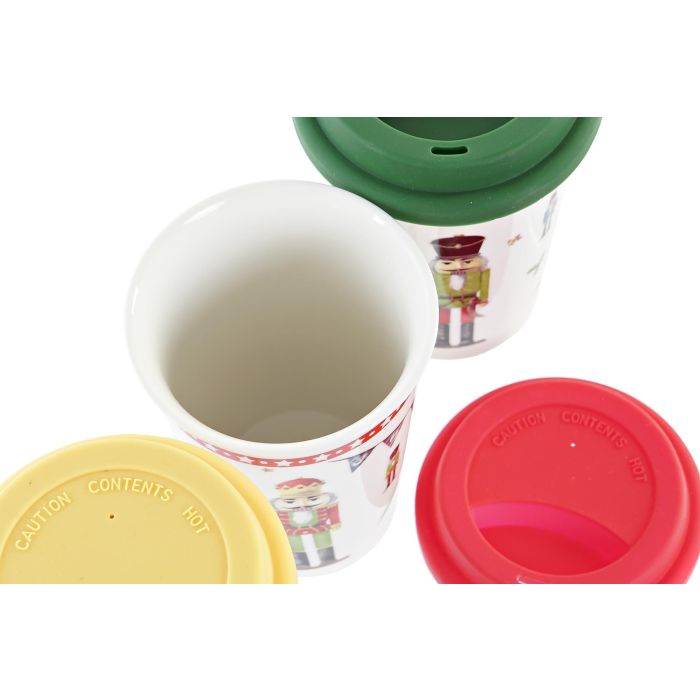DKD Home Decor Mug Navidad Fantasia Cascanueces Porcelana Multicolor Blanco Apto Microondas Lavavajillas Surtido Pack 12 Unidades 2