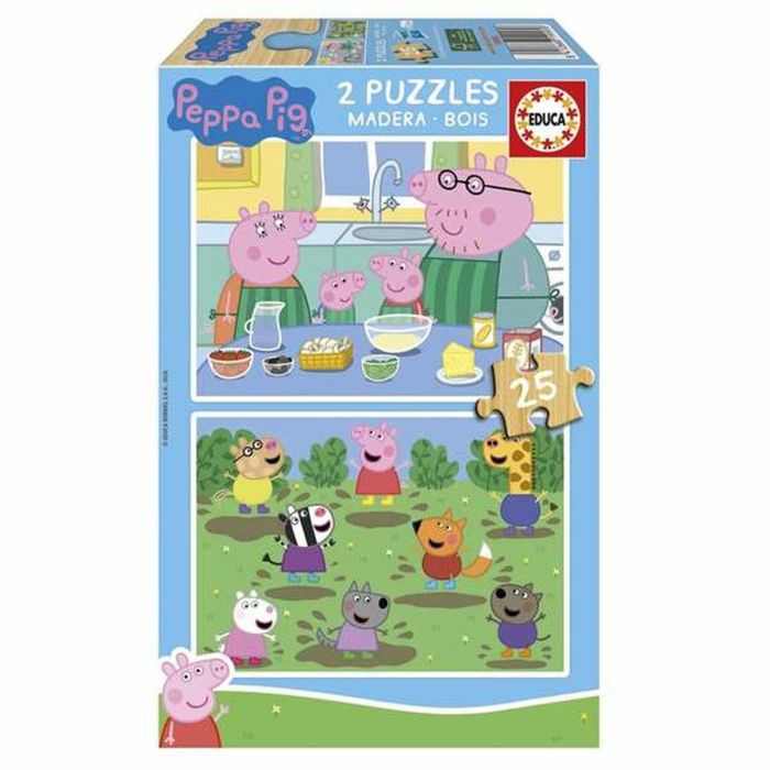 Puzzle de madera 2x25 piezas peppa pig