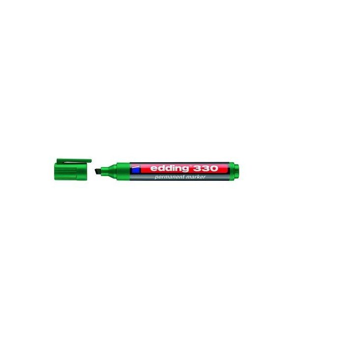 Marcador Permanente Edding 330 Biselado Verde 10 unidades