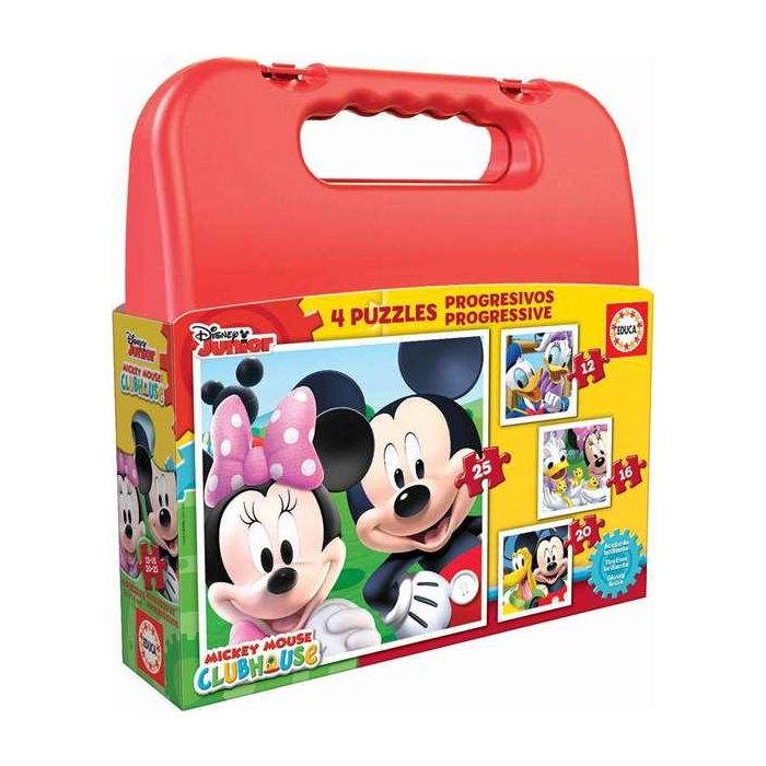 Puzzles progresivos mickey mouse 12-16-20-25 maletin 4 Puzzles progresivos mickey mouse 12-16-20-25 maletin 4