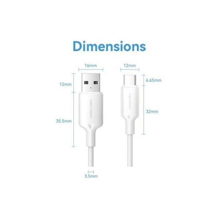 Vention CTQWF Cable USB 2.0 A Macho a C Macho 60W 480Mbps 1m Blanco 2