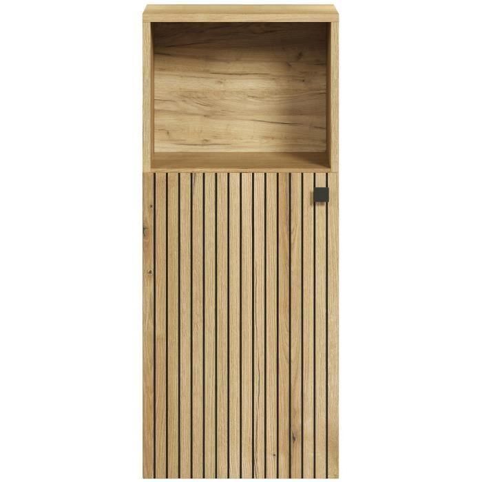 Mueble de baño - Decoración roble - L40 x H95 x D31cm - PURE BLISS Mueble de baño - Decoración roble - L40 x H95 x D31cm - PURE BLISS